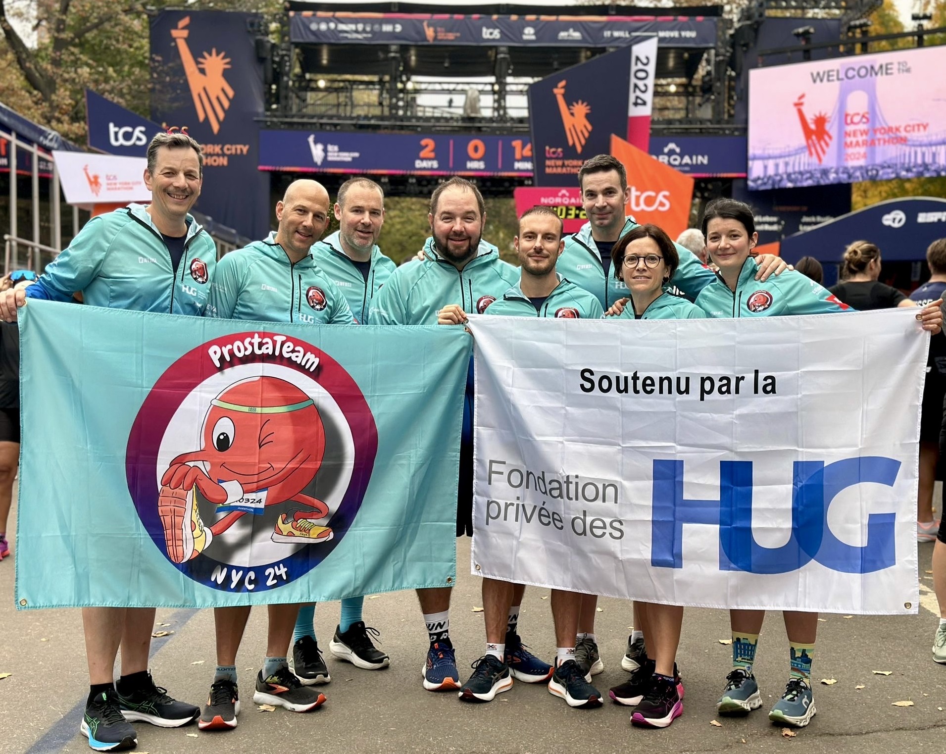 L'équipe Prostateam à la ligne de départ du marathon de New York 2024